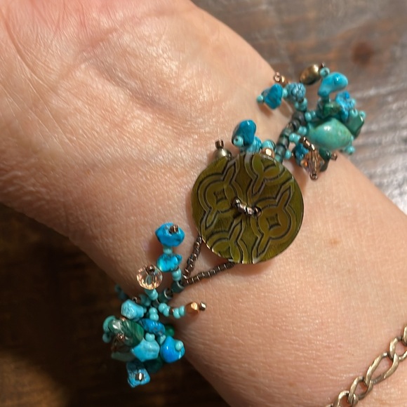 TURQUOISE AND BROWN BEADS BRACELET. - Picture 7 of 7